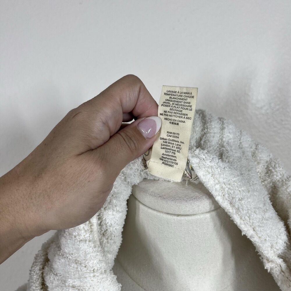Free People Poncho Women One Size White Bestie Blacket Ribbed Knit Oversize Boho - Picture 6 of 8